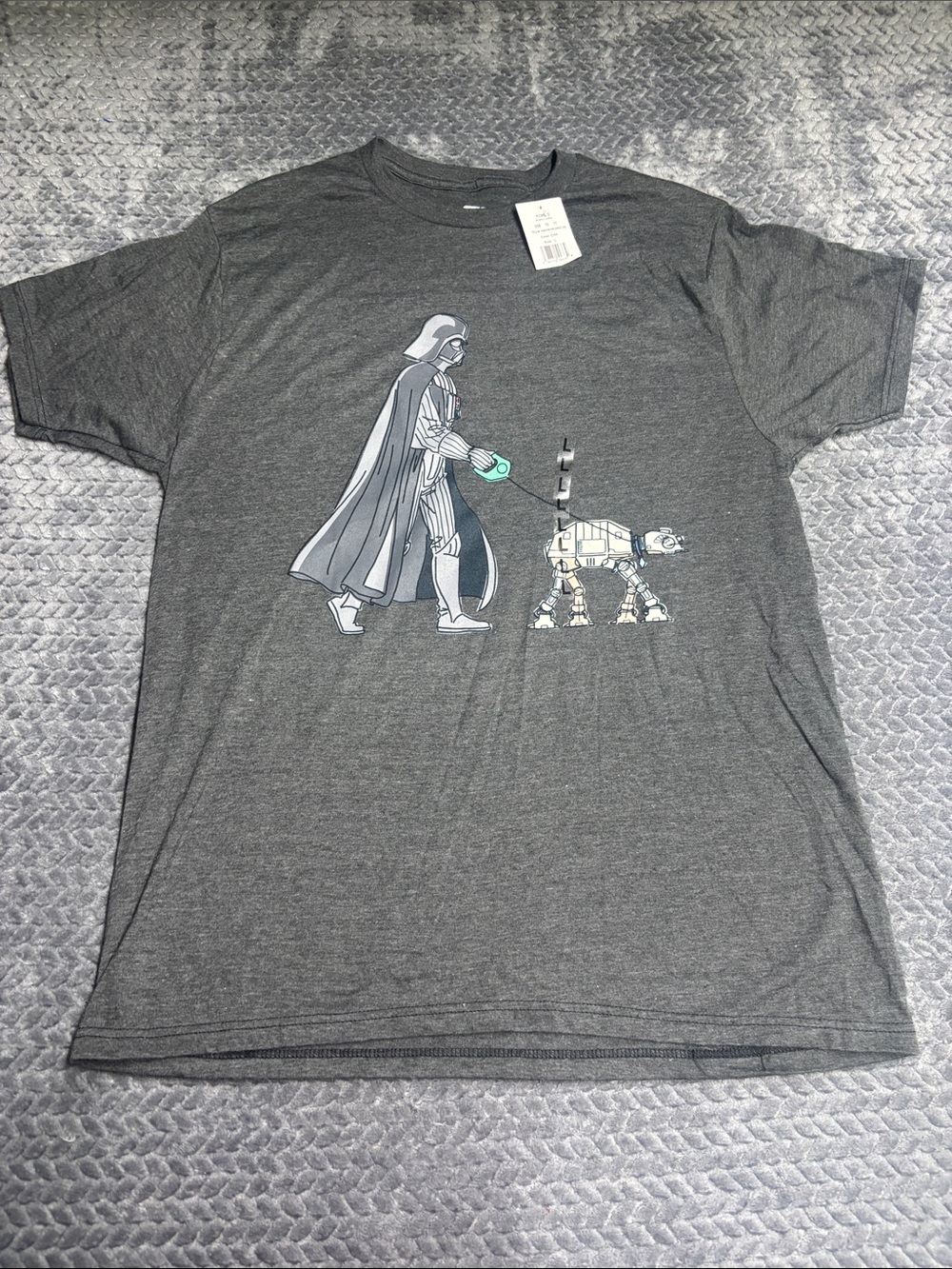 Star Wars Dark Gray Darth Vader & AT-AT Short Sleeve Tee